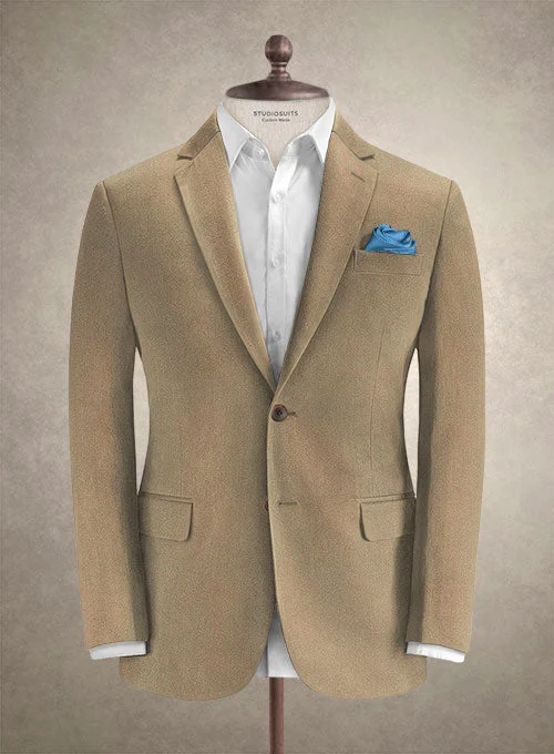 Caccioppoli Herringbone Solar Tan Cotton Jacket Knit Jacket Woven Jacket Fleece Jacket