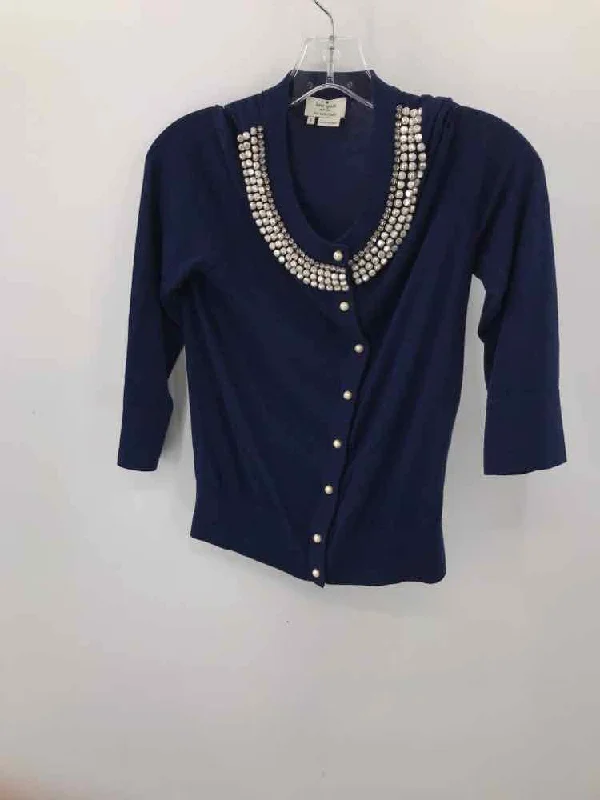 Pre-Owned Kate Spade Blue Size Small Cardigan Sweater Patchwork Embroidered Appliqued Pre-Owned Kate Spade Blue Size Small Cardigan Sweater Patchwork Embroidered Appliqued