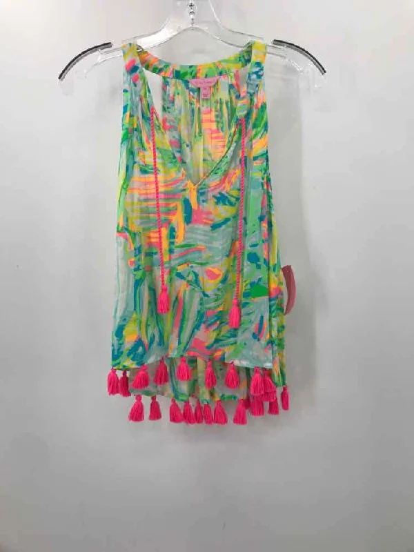 Pre-Owned Lilly Pulitzer White Size XS Printed Tank Top gold tank top