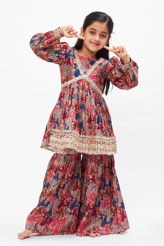 Bohemian Bliss Aliacut Kurti with Palazzo Pant Set for Girls Formal Slim Pants