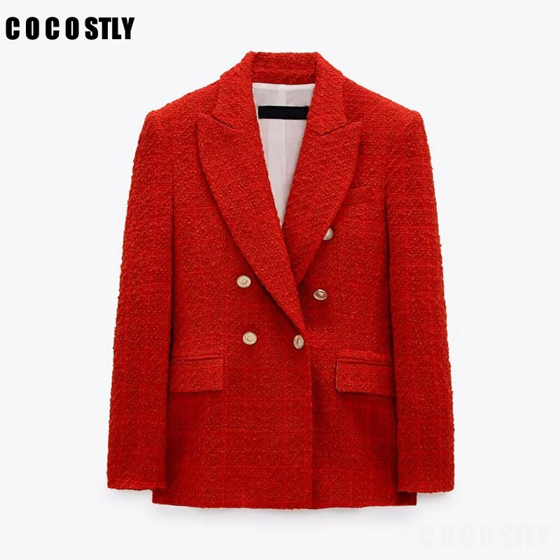 Women Blazer Coat 2022 Tweed Jacket Notched Neck Double Breasted Slim Tweed Blazers Suit Office Lady Casual Business Suit Lace Jacket Ribbed Jacket Sequined Jacket Women Blazer Coat 2022 Tweed Jacket Notched Neck Double Breasted Slim Tweed Blazers Suit Office Lady Casual Business Suit Lace Jacket Ribbed Jacket Sequined Jacket