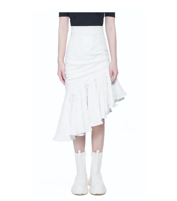 Asymmetric Ruffles Skirt leather skirt bold