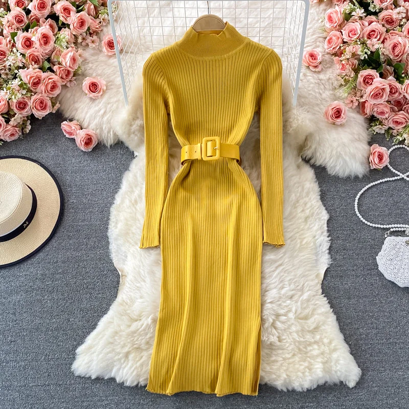 Slim medium length split bottom wrap hip skirt  2852 chiffon skirt airy