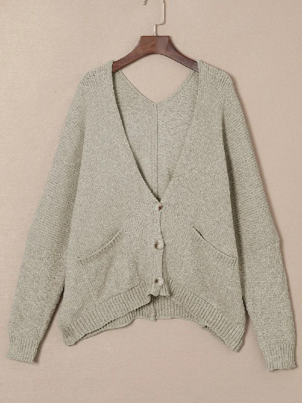 Button-Front Viscose Cardigan Herringbone Houndstooth Plaid