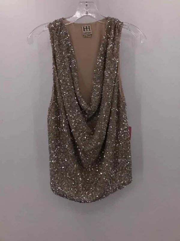 Pre-Owned Haute Hippie Silver Size Medium Sequin Tank Top open back tank