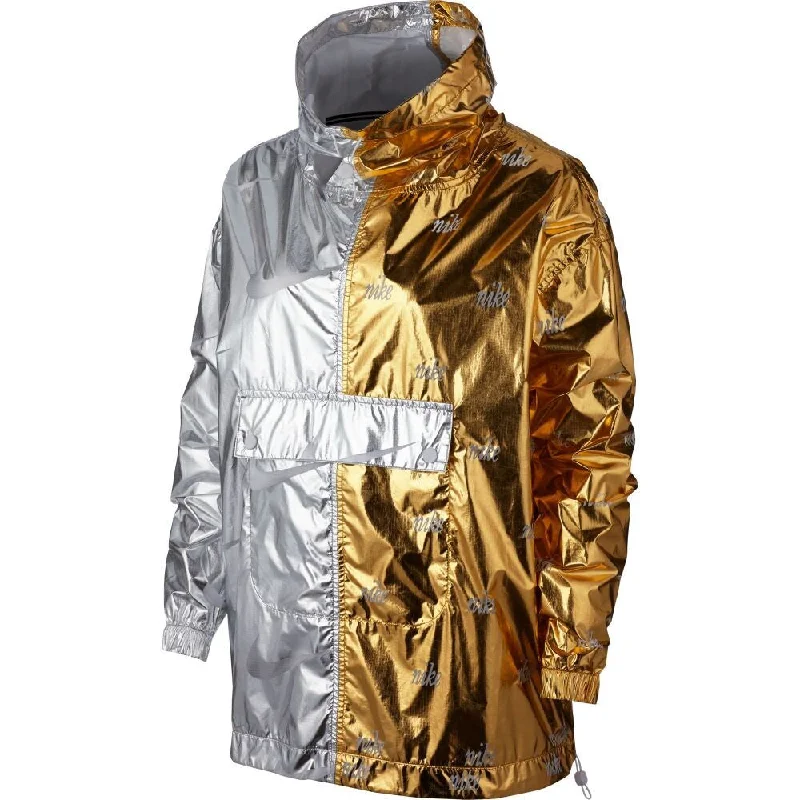 Nike Sportswear Metallic Women's Jacket Gold-Silver aj0104-751 Striped Jacket Polka Dot Jacket Floral Jacket Nike Sportswear Metallic Women's Jacket Gold-Silver aj0104-751 Striped Jacket Polka Dot Jacket Floral Jacket