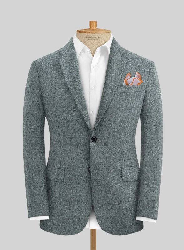 Solbiati Stone Gray Linen Jacket Cardigan Sweater Pullover