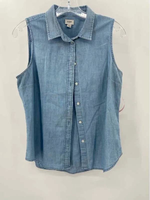 Pre-Owned JCrew Blue Size Medium Button Down Tank Top vintage tank top