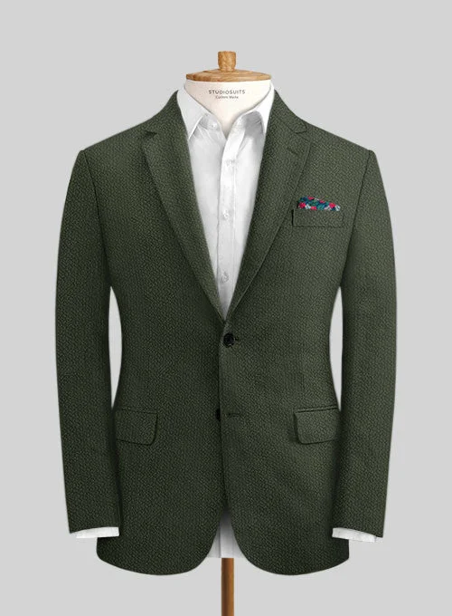 Solbiati Bottle Green Seersucker Jacket Satin Fabric Silk Fabric Chiffon Fabric