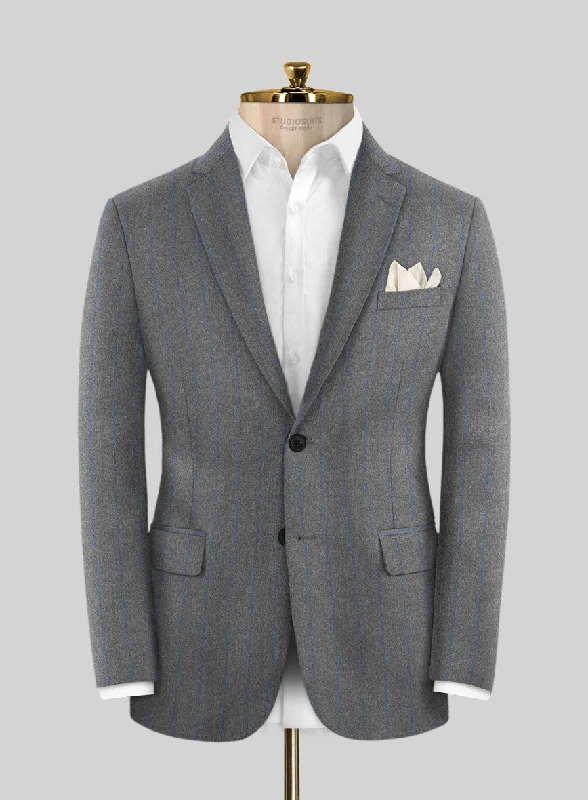 Caccioppoli Nevro Gray Wool Jacket Denim Fabric Leather Fabric Suede Fabric