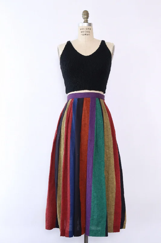 Jewel Striped Cotton Skirt XS/S midi skirt versatile