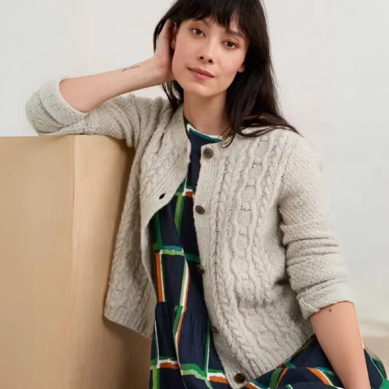 Seasalt Tressa Merino Blend Cable Knit Cardigan Fleece Cardigan Nylon Polyester