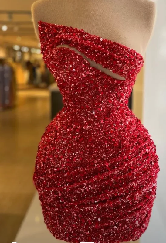 Red sleeveless short sequins party dress, short dinner dress, wedding reception dress, shimmery gown c3321 Tunics Long Elegant Red sleeveless short sequins party dress, short dinner dress, wedding reception dress, shimmery gown c3321 Tunics Long Elegant
