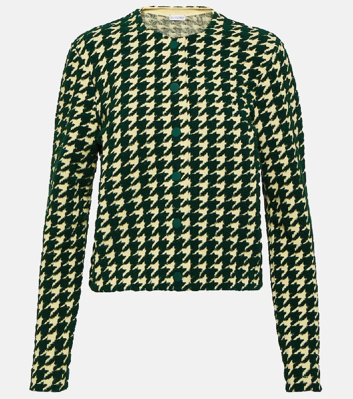Burberry Houndstooth cotton-blend cardigan Oversized Loose Flowy
