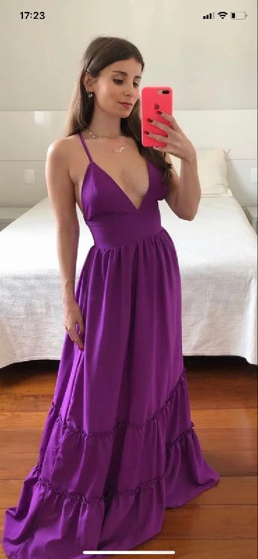 Elegant Purple V Neck A-Line Long Party Dress Wedding Guest Dress DP3968 Tunics Seasonal trendy Elegant Purple V Neck A-Line Long Party Dress Wedding Guest Dress DP3968 Tunics Seasonal trendy