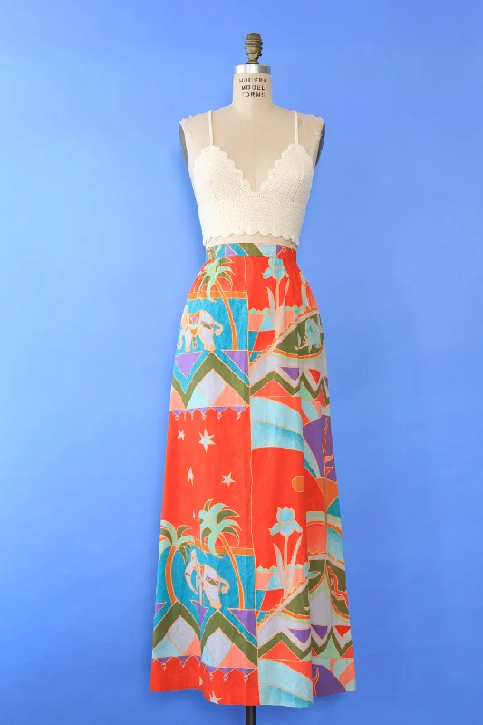 Colorblock Scenic Maxi Skirt M/L wool skirt warm