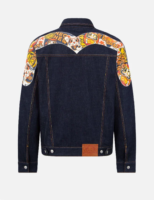 EVISU Squad Daicock Print Denim Jacket Embroidered Jacket Appliqued Jacket Beaded Jacket EVISU Squad Daicock Print Denim Jacket Embroidered Jacket Appliqued Jacket Beaded Jacket