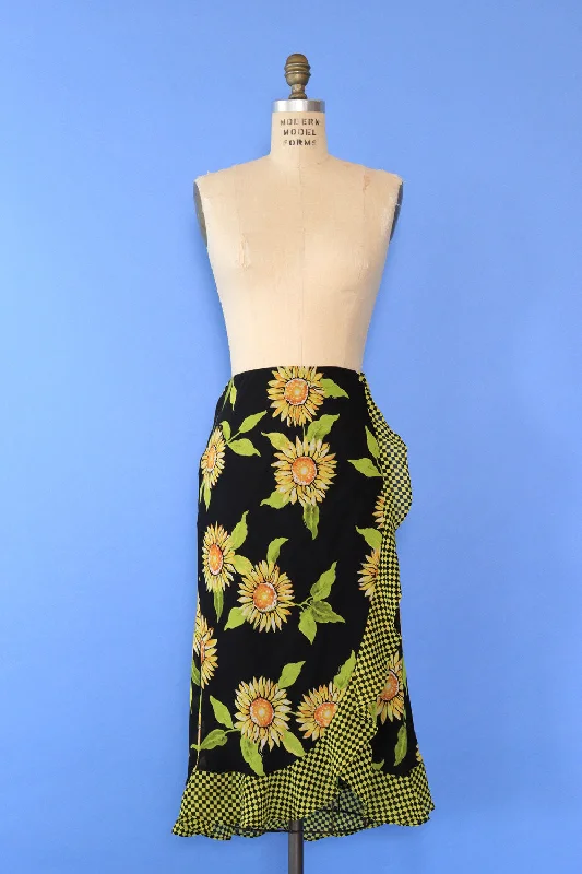 Sunflower Checkered Flutter Skirt M/L cashmere skirt plush