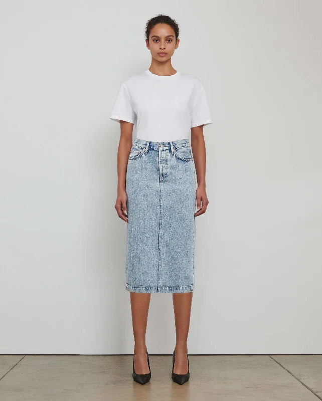 DENIM MIDI SKIRT / BLUE summer skirt style