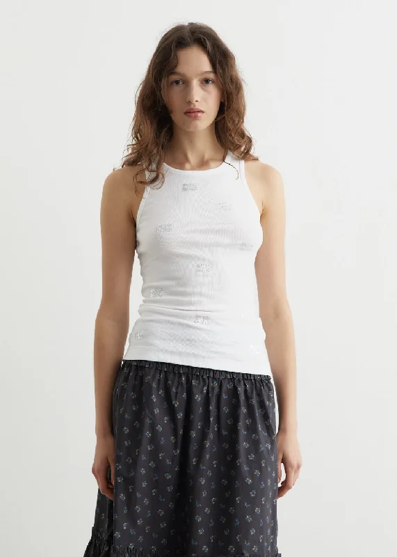 Soft Cotton Rib Rhinestone Butterfly Tank Top boho tank top