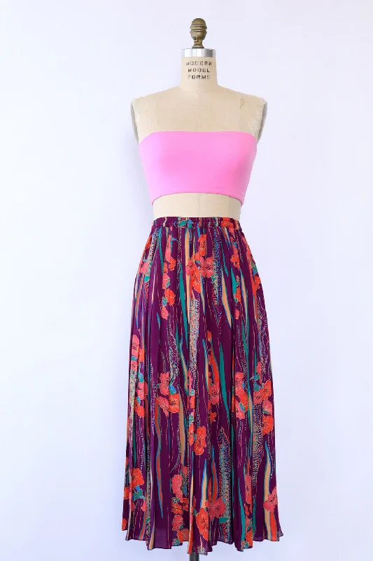 Diane Freis Hibiscus Stripe Skirt S-L chiffon skirt airy
