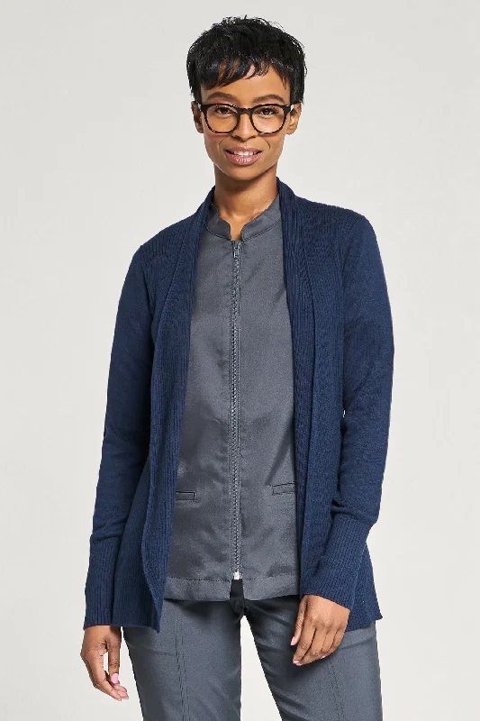 Ladies' Open Front Cardigan - Navy Soft Cozy Warm