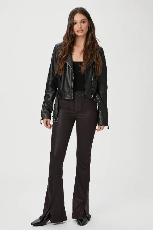 Paige High Rise Lou Lou Pants in Black Cherry Luxe Coating Soft Wool Pants