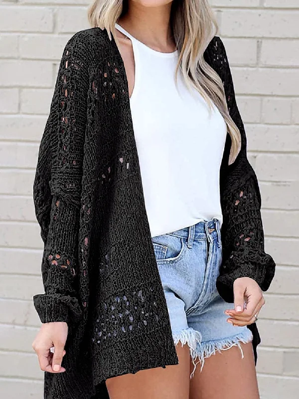 Casual Long Sleeve Cardigan Plus Size Glossy Satin Silk