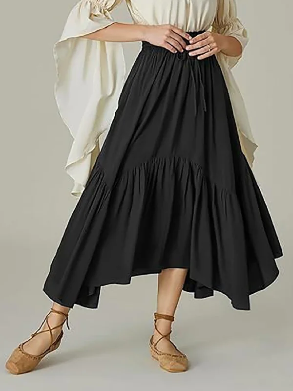 Smocked Waist Band Ruched Layered Skirt lace skirt elegant