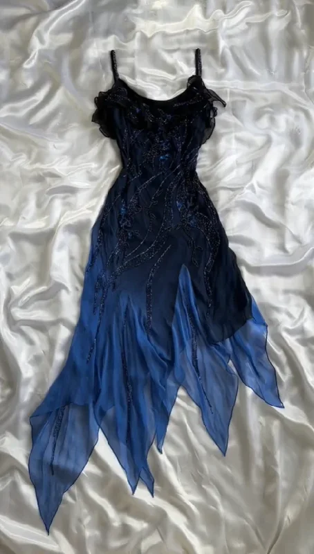 Charmong Navy Blue Chiffon Beaded Long Prom Dress Formal Party Dress cc1416 Tunics stripes playful Charmong Navy Blue Chiffon Beaded Long Prom Dress Formal Party Dress cc1416 Tunics stripes playful