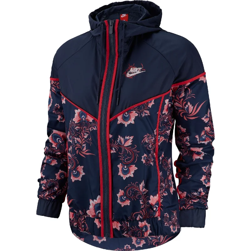 Nike Floral Print Women's Jacket Blue Chenille Fabric Brocade Fabric Lace Fabric