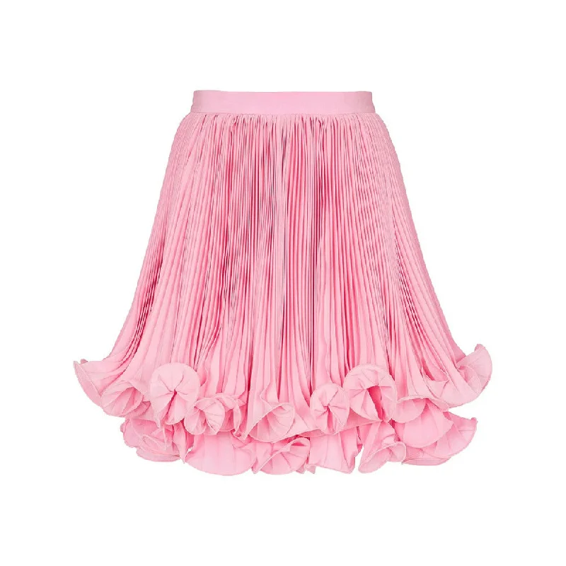 Pleated Ruffle Hem Layered Mini Skirt wool skirt warm