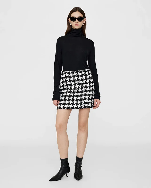 ADA SKIRT / BLACK AND WHITE HOUNDSTOOTH wool skirt sturdy