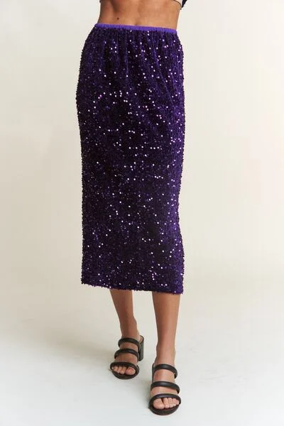 Sequin Back Slit Midi Skirt athletic skirt fit