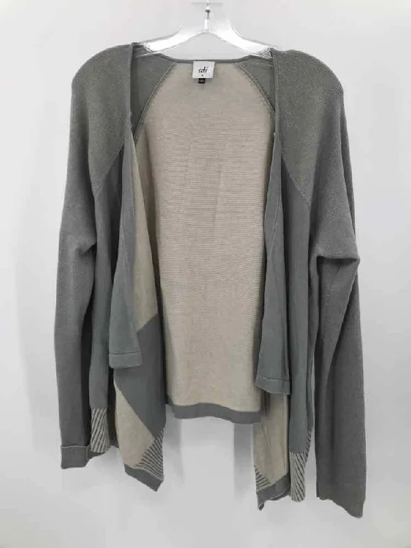 Pre-Owned Cabi Grey Size Large Cardigan Sweater Spandex Rayon Corduroy