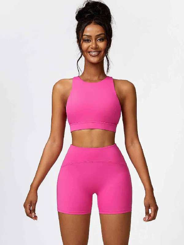 Cutout Cropped Sport Tank and Shorts Set comfortable tank top