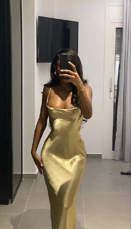 Gold Square Neck Straps Backless Black Girl Long Party Dress, DP3704 Tunics Long Elegant Gold Square Neck Straps Backless Black Girl Long Party Dress, DP3704 Tunics Long Elegant