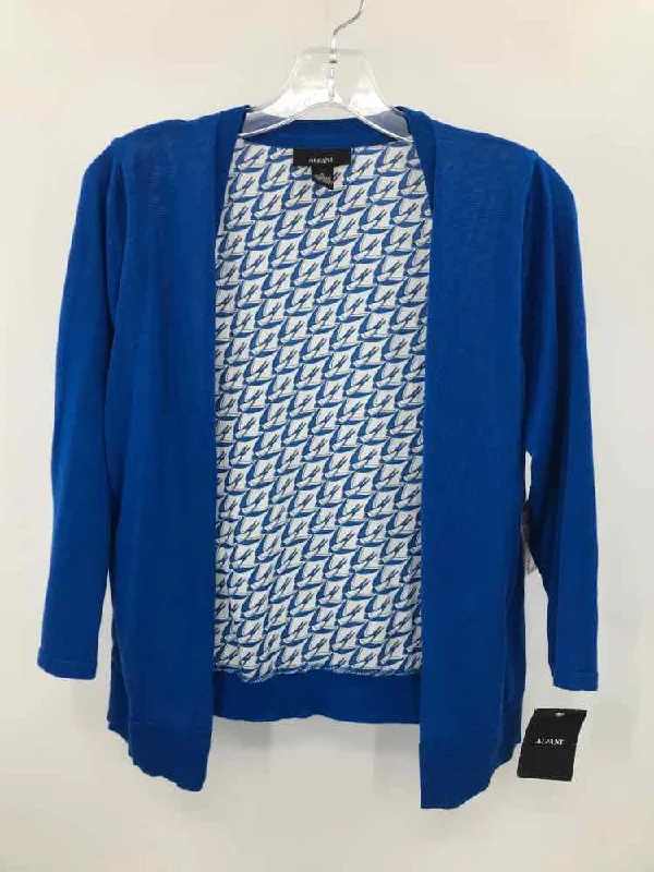 Pre-Owned Alfani Blue Size Medium Printed Cardigan Patchwork Embroidered Appliqued