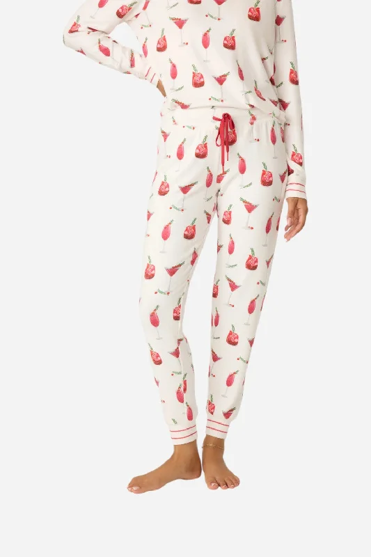PJ Salvage Cranberries & Cocktails Jogger Pant Comfortable Fleece Pants