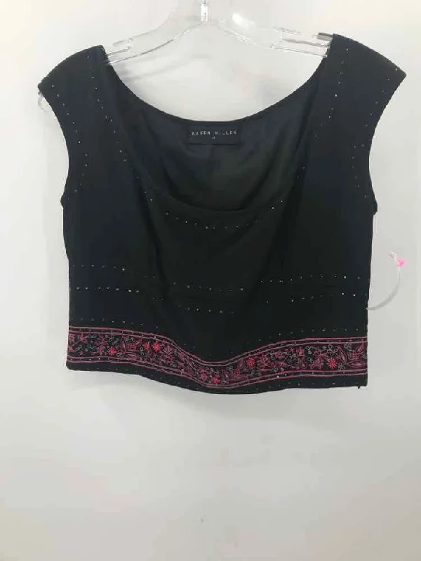 Pre-Owned Karen Millen Black Size 12 Cropped Tank Top low neck tank