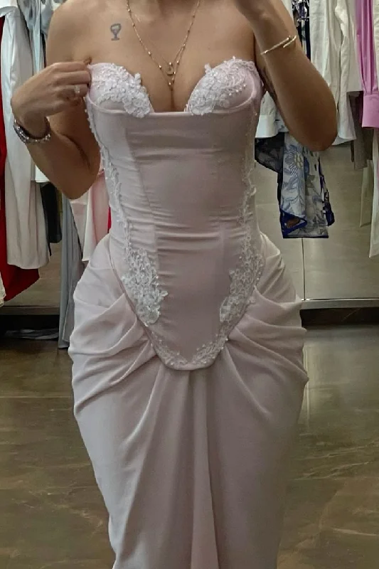 Light Pink Sweetheart Appliques Chiffon Long Party Dress Birthday Gown, DP3825 Tunics Luxurious premium Light Pink Sweetheart Appliques Chiffon Long Party Dress Birthday Gown, DP3825 Tunics Luxurious premium
