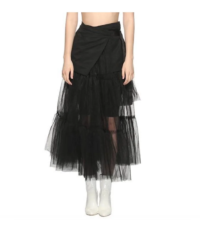Mesh Patch Pleat Skirt vintage skirt charm