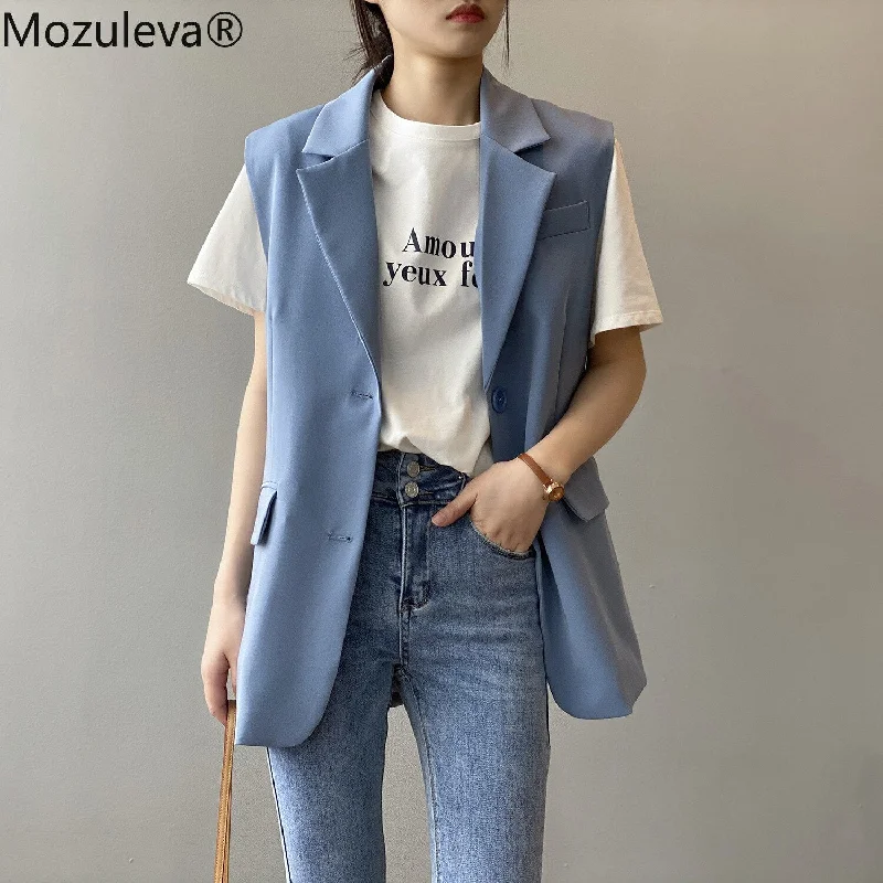 Mozuleva 2022 Office Ladies Simply Sleeveless Single Breasted Blazer Vest Women Casual Suit Jacket Quality Outwear Tops Wool Fabric Cashmere Fabric Tweed Fabric Mozuleva 2022 Office Ladies Simply Sleeveless Single Breasted Blazer Vest Women Casual Suit Jacket Quality Outwear Tops Wool Fabric Cashmere Fabric Tweed Fabric