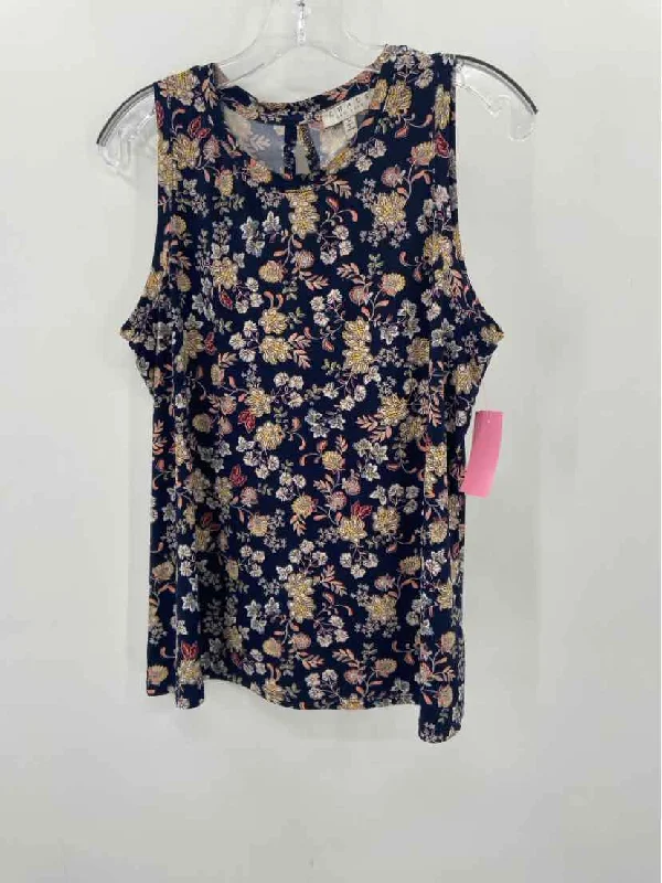 Pre-Owned Chaus Navy Size Medium Floral Tank Top strappy tank top