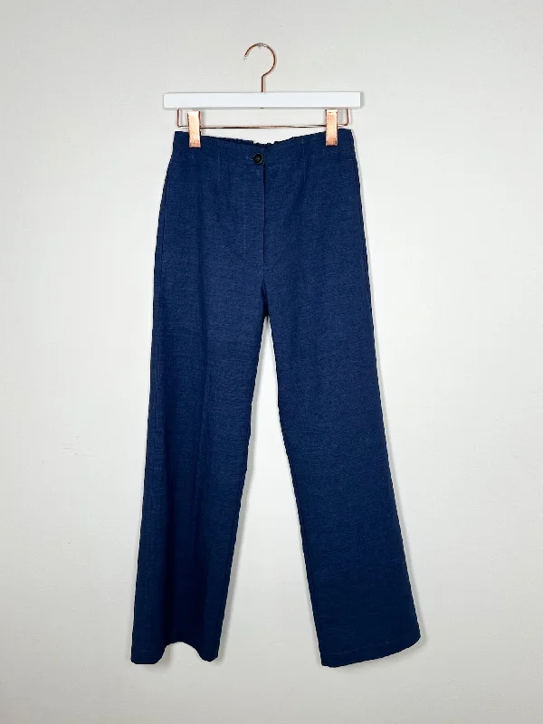 Pomandère - Woven Pant - Indaco Fashionable Button-Up Pants