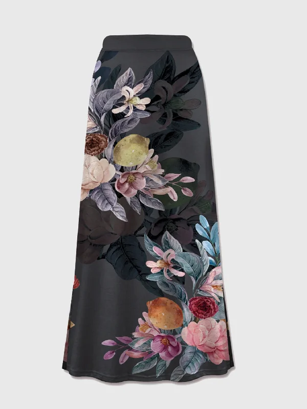 Printed Elastic Waist Midi Skirt lace skirt intricate
