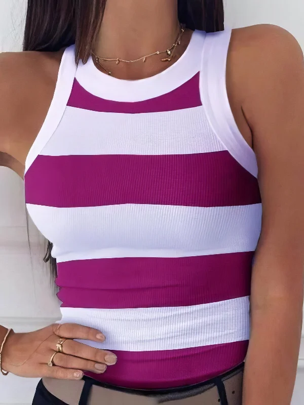 Horizontal Striped Tank grey tank top