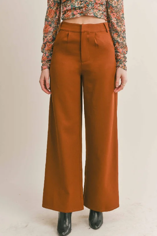 Sadie & Sage Coffee Date Pants in Brown Trendy Printed Pants