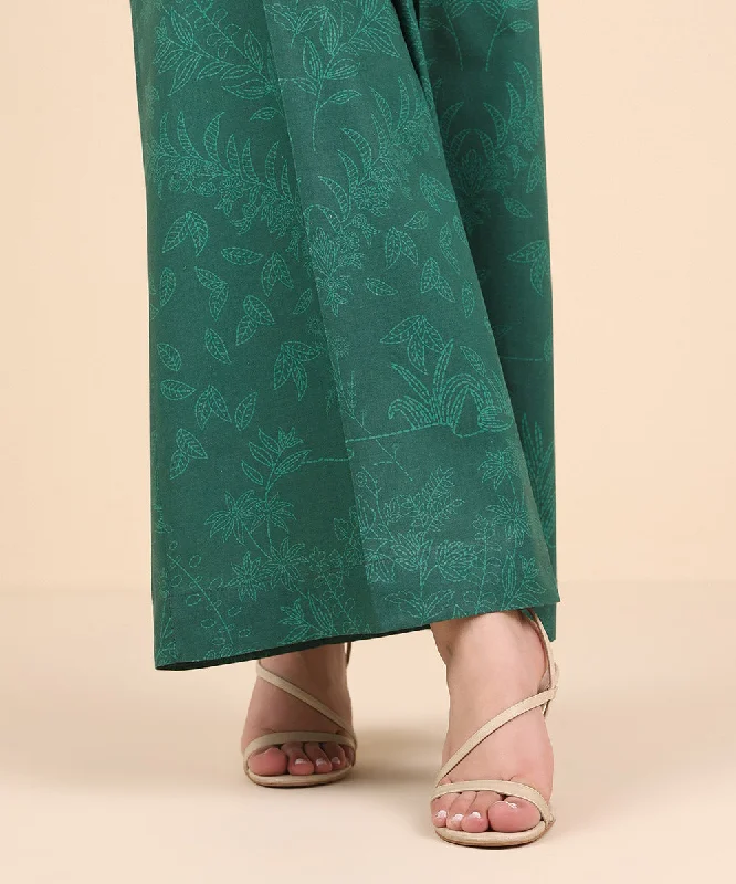 Printed Cambric Flared Pants Warm Wool Trousers