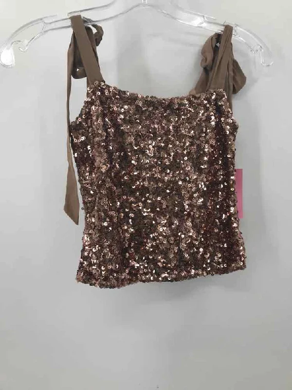 Pre-Owned Intimately Free People Brown Size XS Sequin Tank Top scoop neck tank